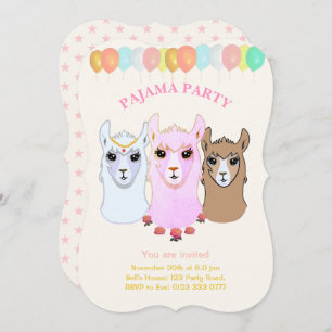 Invitation de la Llama Pajama Party