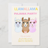 Invitation de la Llama Pajama Party (Devant)