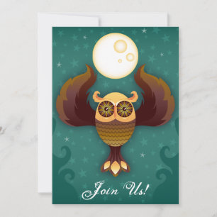Invitation de la lune de chouette Brown