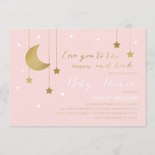 Invitation de la lune rose et du Baby shower arriè