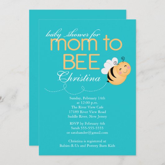 Invitation de la maman moderne à Baby shower (Devant / Derrière)