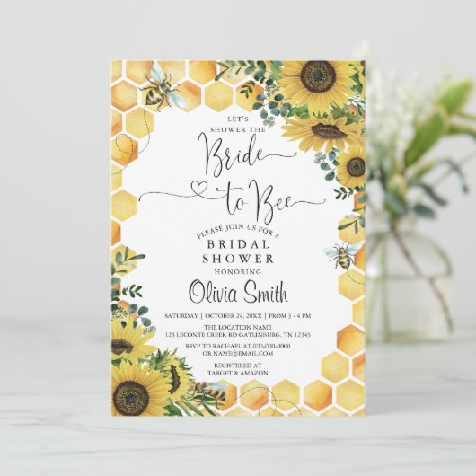 Invitation de la mariée à abeille Rustique de douc (Debout devant)