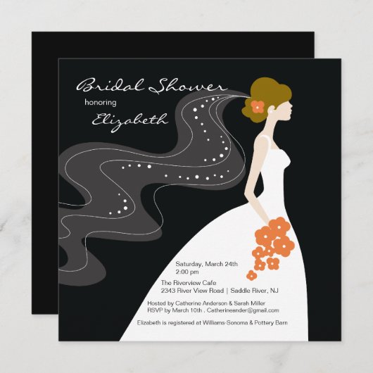 Invitation de la mariée à la douche corail (Devant / Derrière)