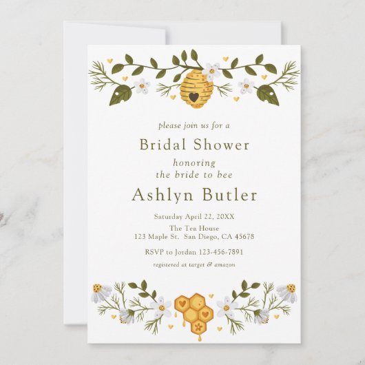 Invitation de la mariée à la douche nuptiale (Devant)