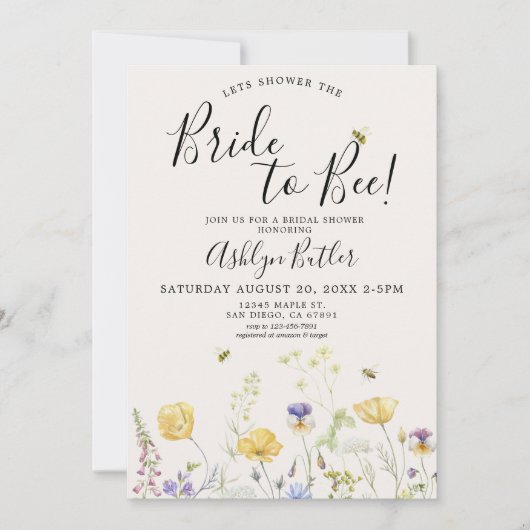 Invitation de la mariée à la douche nuptiale (Devant)