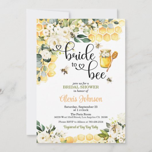 Invitation de la mariée à la douche nuptiale (Devant)