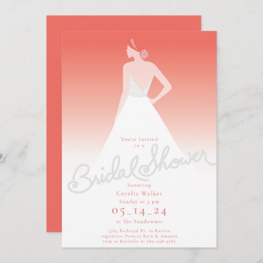 Invitation de la mariée à la douche nuptiale (Devant / Derrière)