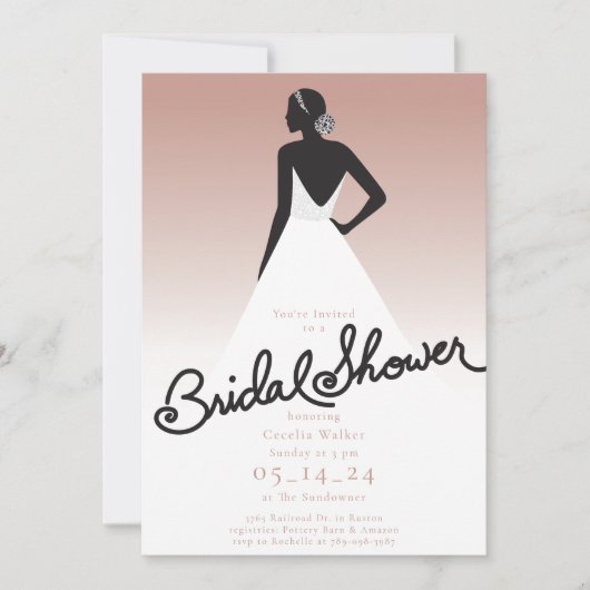 Invitation de la mariée à la douche nuptiale (Devant)