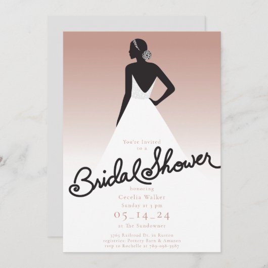 Invitation de la mariée à la douche nuptiale (Devant / Derrière)