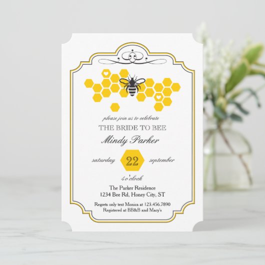 Invitation de la mariée à l'abeille (Debout devant)