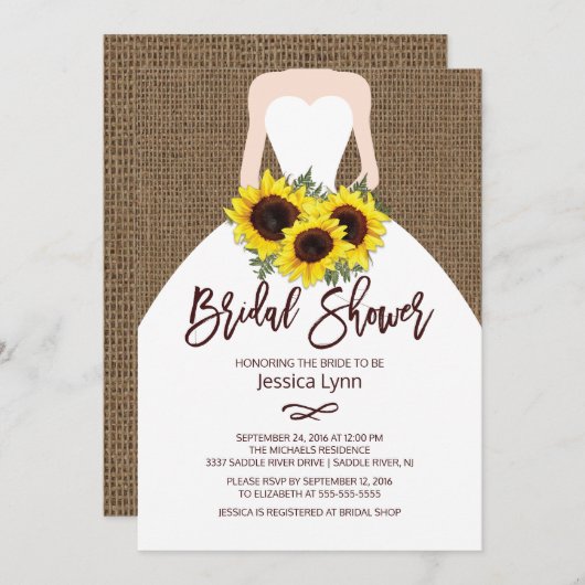 Invitation de la mariée de tournesol d'automne (Devant / Derrière)