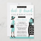 Invitation de la mariée et du brunch, bleu, noir (Devant)