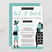 Invitation de la mariée et du brunch, bleu, noir (Devant / Derrière)
