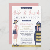 Invitation de la mariée et du brunch Shower, Marin (Devant / Derrière)