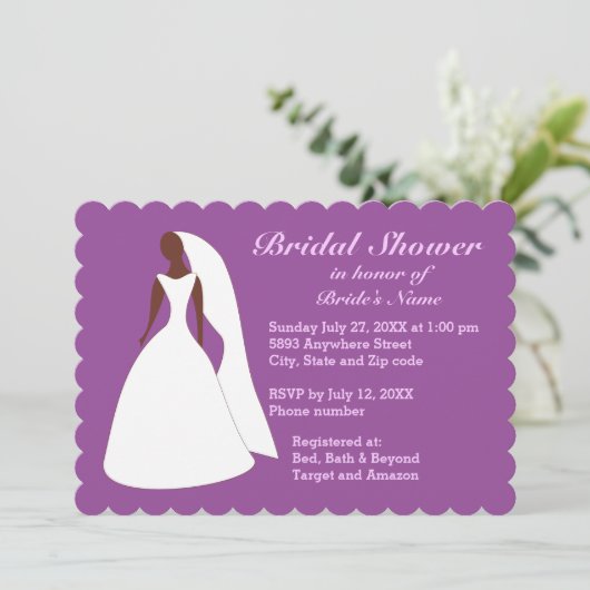 Invitation de la mariée Mariage de mariée violet (Debout devant)