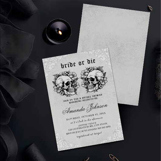 Invitation de la mariée ou mourir gothique