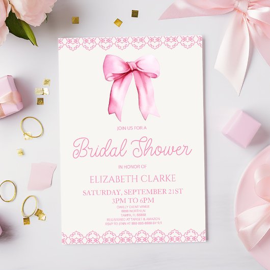 Invitation de la mariée Pastel Pink Coquette Bow