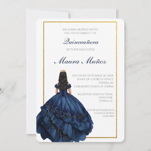 Invitation de la Marine bleue quinceañera (Devant)