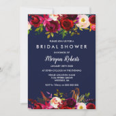 Invitation de la marine Blue Burgundy Floral Brida (Devant)