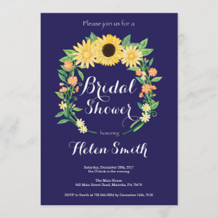 Invitation de la Marine Blue Sunflowers