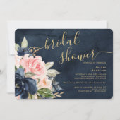 Invitation de la marine Blush Floral Bridal (Devant)