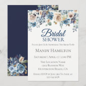 Invitation de la Marine Champagne Floral Bridal (Devant / Derrière)