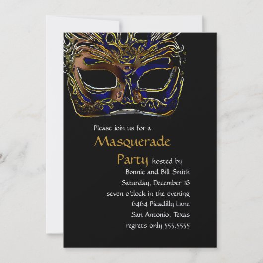 Invitation de la mascarade Black and Gold (Devant)