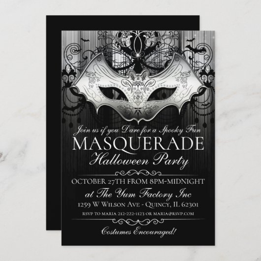 Invitation de la mascarade de masques de chaume go (Devant / Derrière)