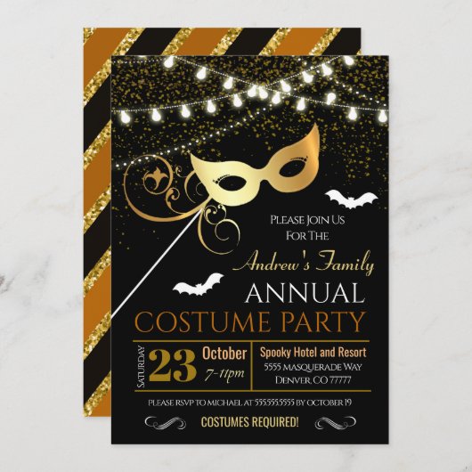 Invitation de la mascarade d'Halloween (Devant / Derrière)