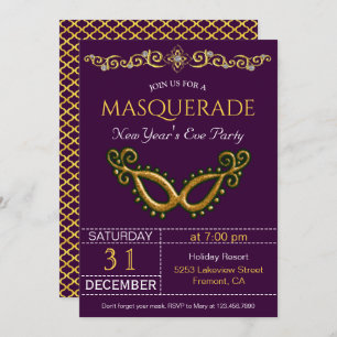 Invitation de la mascarade du réveillon d'or