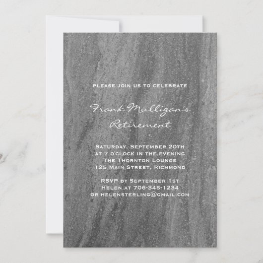 Invitation de la Masculine Granite Retirement Part (Devant)