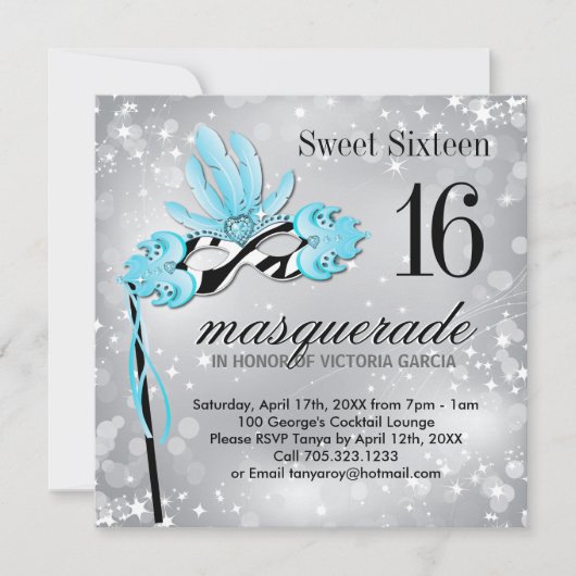 Invitation de la masquerade Sweet sixteen (Devant)