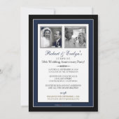 Invitation de la Navy Blue Damask Anniversary Part (Dos)