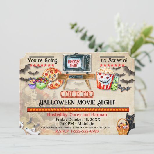 Invitation de la nuit du film d'Halloween (Debout devant)