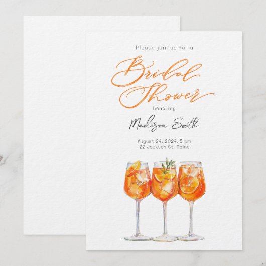 Invitation de la nuptiale Aperol Spritz (Devant / Derrière)