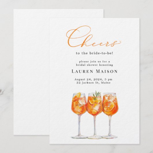 Invitation de la nuptiale Aperol Spritz (Devant / Derrière)