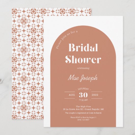 Invitation de la nuptiale Arch en terre cuite (Devant / Derrière)