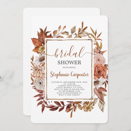 Invitation de la nuptiale Boho Automne (Devant / Derrière)