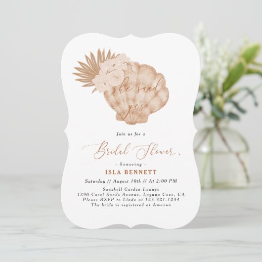 Invitation de la nuptiale Boho Seashell (Debout devant)