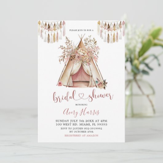 Invitation de la nuptiale Boho Teepee (Debout devant)
