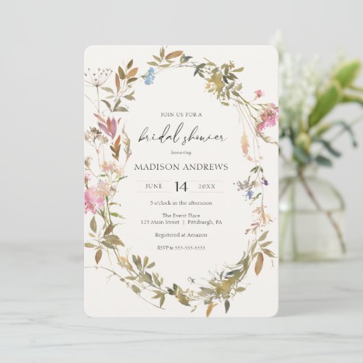 Invitation de la nuptiale Boho Wreath (Debout devant)