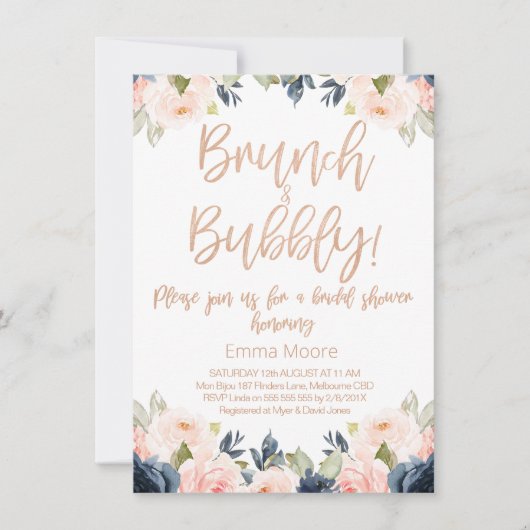 Invitation de la nuptiale Brunch Floral (Devant)