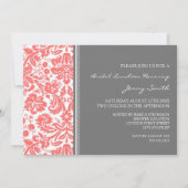 Invitation de la nuptiale Coral Grey Damask (Dos)