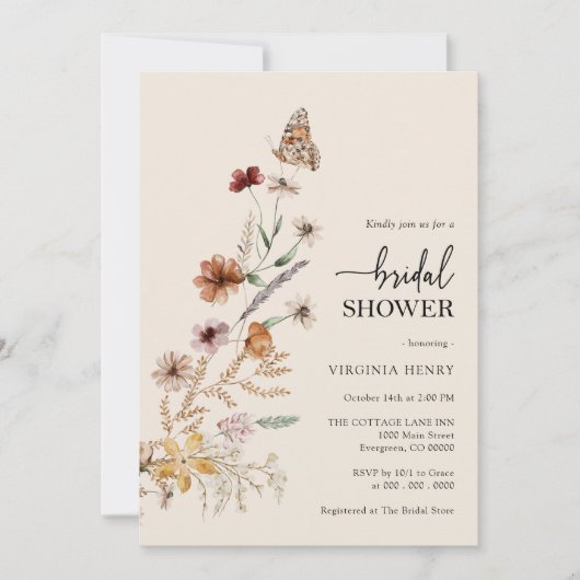 Invitation de la nuptiale de Boho Floral (Devant)