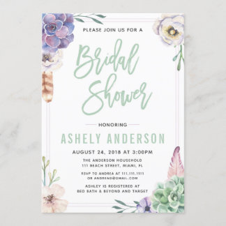 Invitation de la nuptiale de Boho Succulent du dés