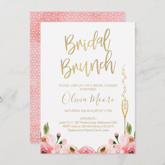 Invitation de la nuptiale de Brunch (Devant / Derrière)