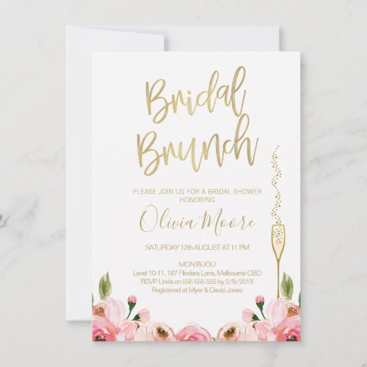 Invitation de la nuptiale de Brunch (Devant)