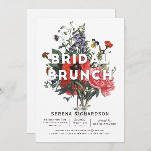 Invitation de la nuptiale de Brunch (Devant / Derrière)