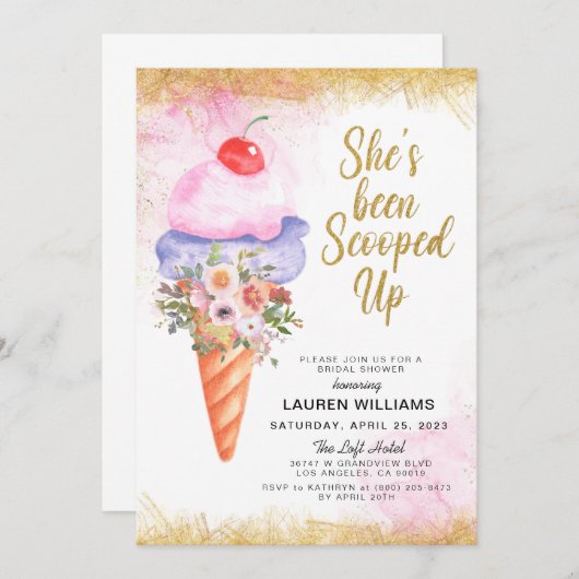 Invitation de la nuptiale de crème glacée (Devant / Derrière)