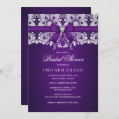 Invitation de la nuptiale de dentelle et de la pou (Devant / Derrière)